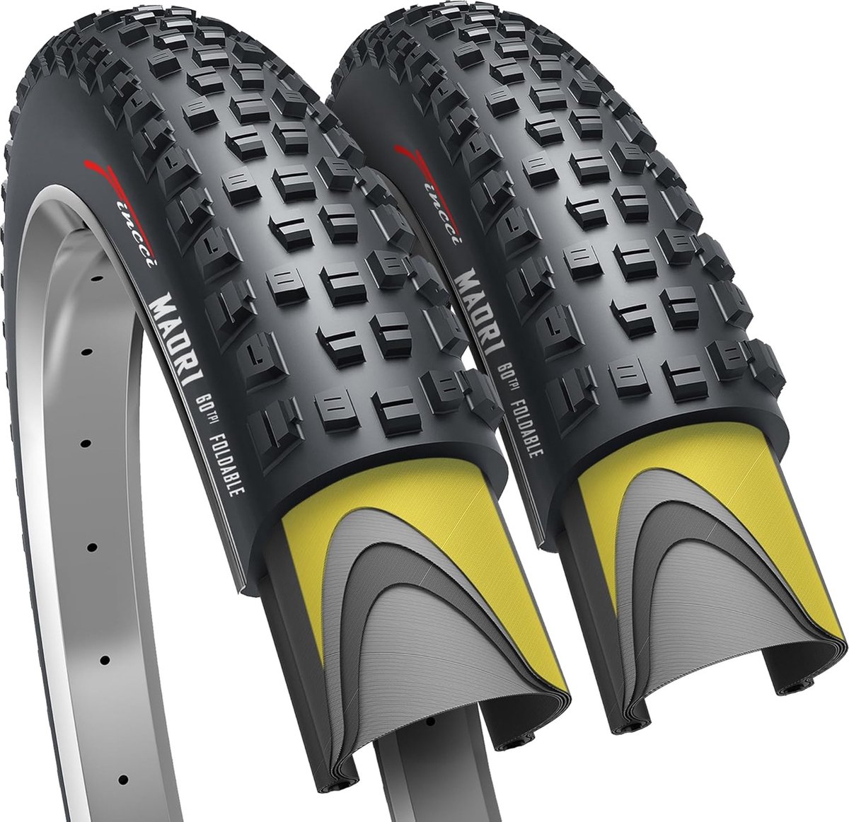 MTB-banden 29 inch - paar fietsbanden anti-lek 29 x 2,25 inch 57-622, grindfietsjas 29 met lekbescherming 1 mm voor racefietsen, mountainbikes, e-bikes, hybride fietsen - vouwbanden verpakking van 2