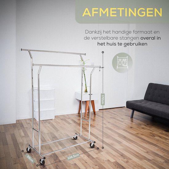 portant à vêtements sur 4 grandes roues - jusqu'à 110 kg très stable - réglable