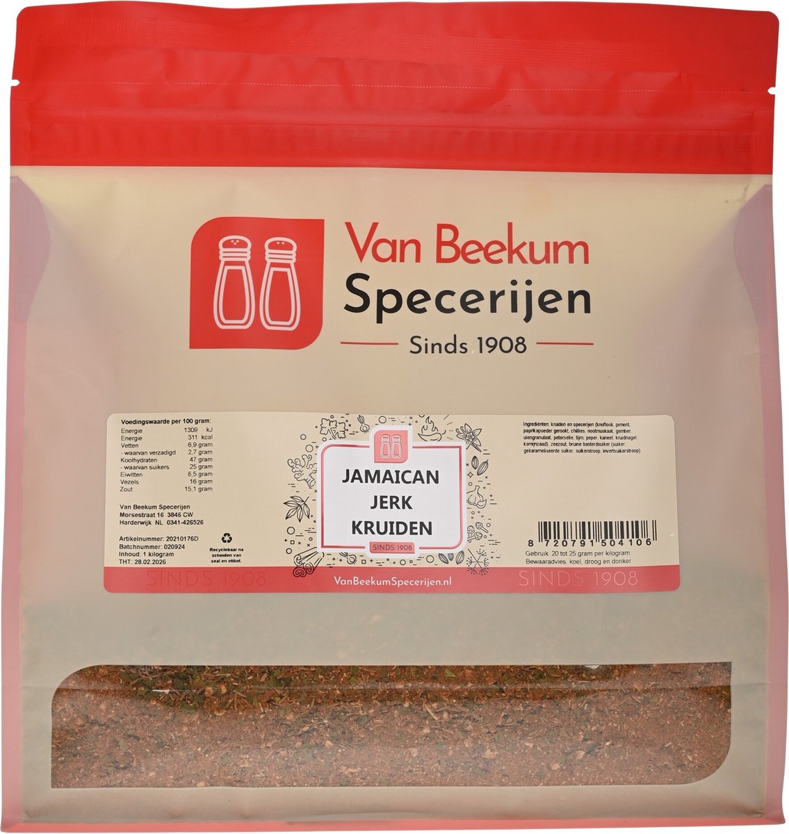 Goedkoopste Van Beekum Specerijen - Jamaican Jerk Kruiden - 1 kilo (hersluitbare stazak