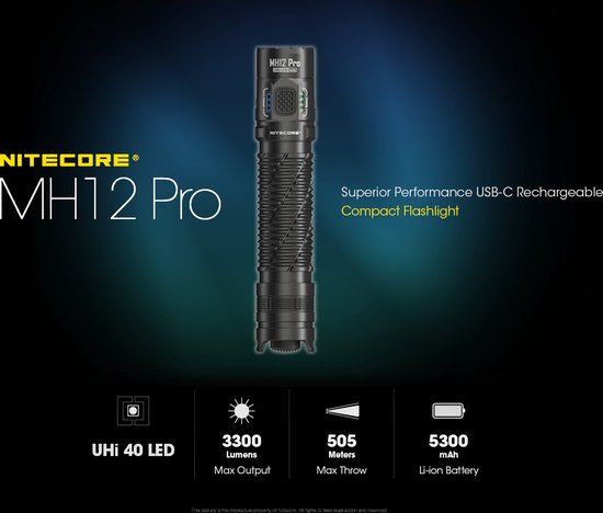 Nitecore Lampe de poche tactique Nitecore Mh12 Pro - Noir