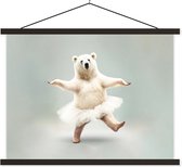 Schoolplaat - IJsbeer - Rok - Dieren - Wit - Portret - Muurdoek - 150x113 cm - Textielposter - Wanddecoratie