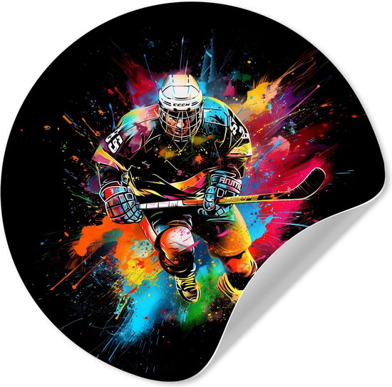 WallCircle® - Papier peint cercle 120x120 cm - Stickers muraux Graffiti - Sport - Hockey sur glace - Hockey - Cercle mural chambre ado - Décoration chambre - Accessoires chambre ado - Cercle mural chambre jeunesse