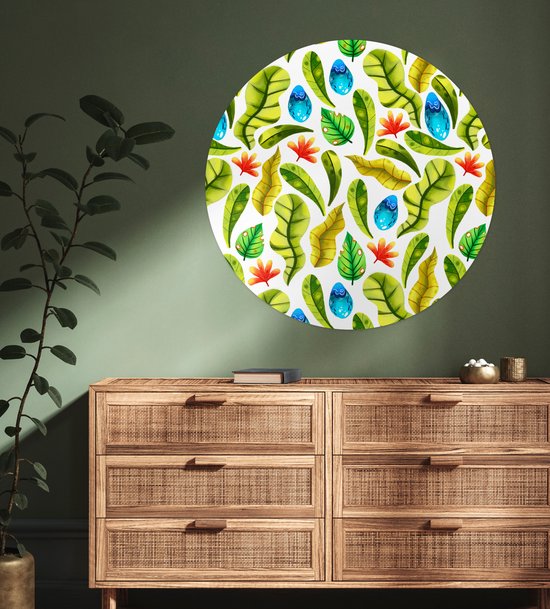 WallCircle® - Cercle de papier peint 100x100 cm - Stickers muraux Jungle - Design - Feuilles - Cercle mural - Accessoires chambre enfant - Décoration chambre bébé - Cercle mural autocollant