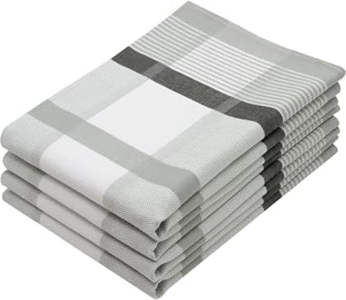 Set van 4 katoenen theedoeken, 50 x 70 cm, absorberende en robuuste keukendoeken, wasbaar tot 60 °C, gastronomiekwaliteit, Oeko Tex®-gecertificeerd Grijs