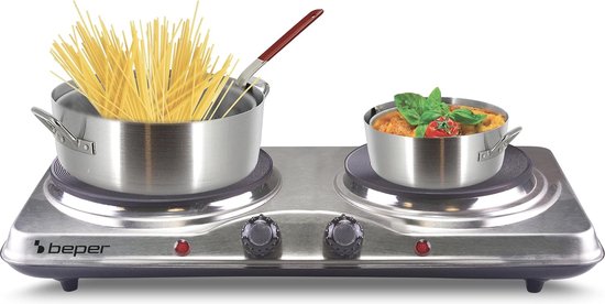 Foto: Elektrische kookplaat met 2 pitten en temperatuurregeling