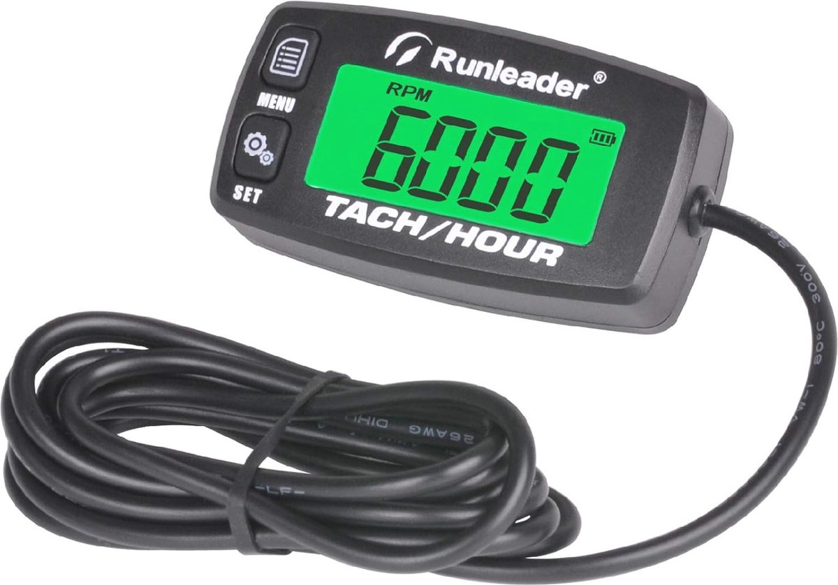 Digitale Toerenteller met Backlight - Oplaadbaar - Geschikt voor Grasmaaier, Generator en Motorfiets