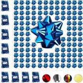 Relaxdays 1000x cadeaustrik - set - blauw - starbows - decoratie strikken