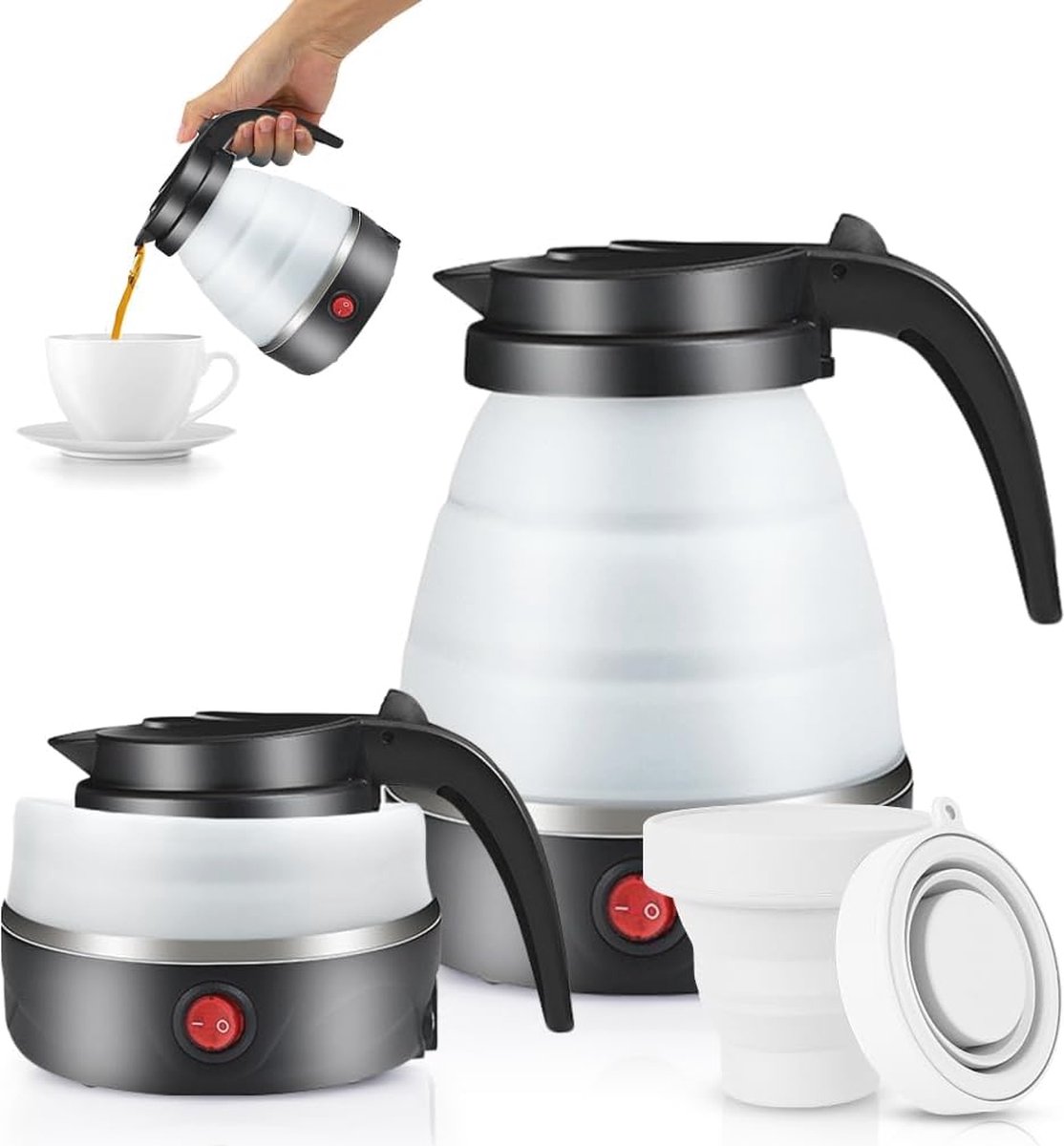 Draagbare Waterkoker 600 ml - Opvouwbare Mini-Elektrische Siliconen Waterketel voor Camping en Reizen