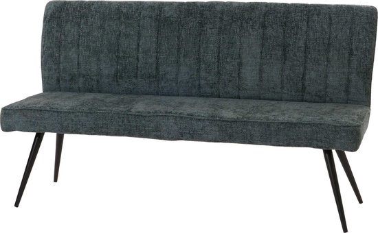 Canapé MCW-K16, canapé de salle à manger canapé rembourré, dossier tissu/textile chenille métal 160cm ~ bleu-vert