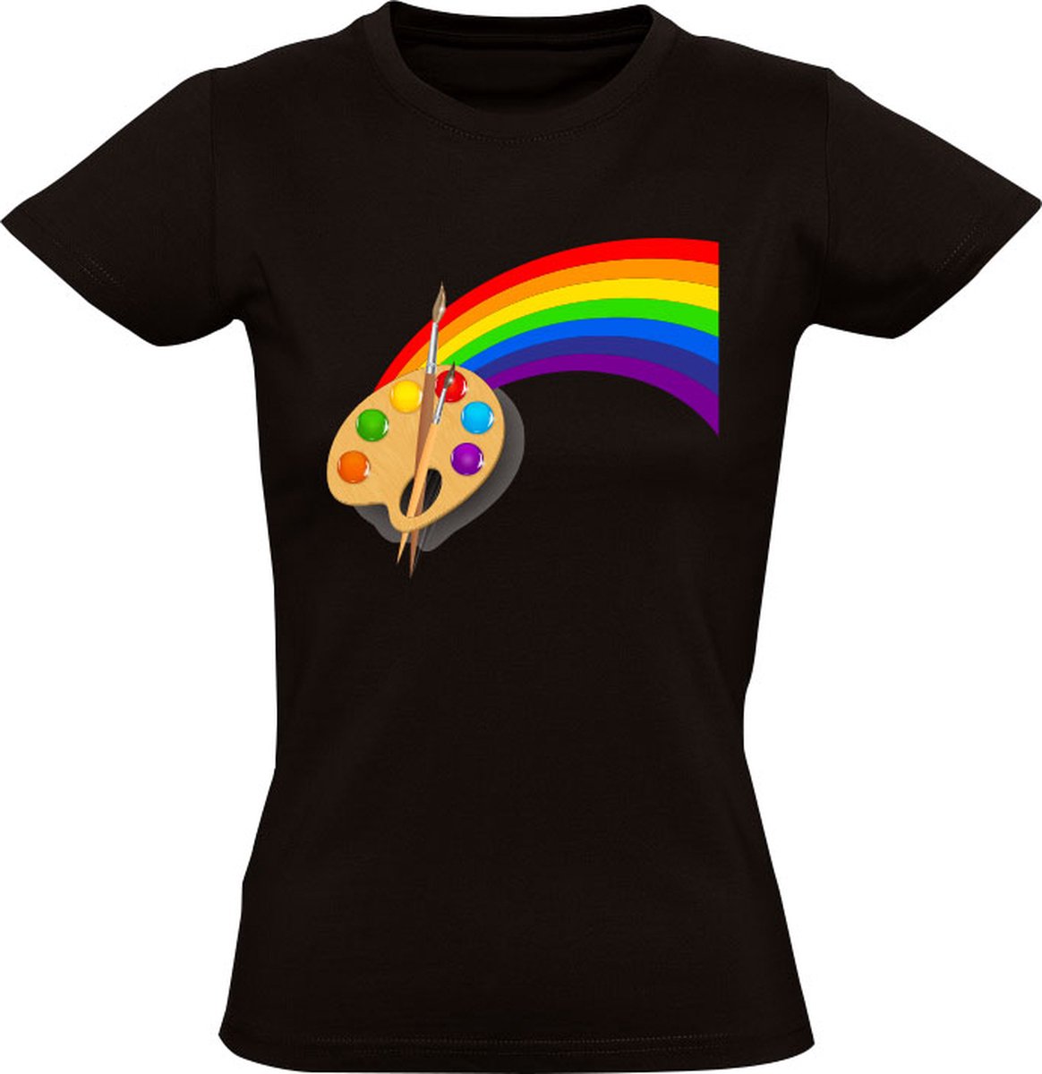 Regenboog Palette Dames T-shirt - kleuren - verf - schilder - schilderij - kunst - art