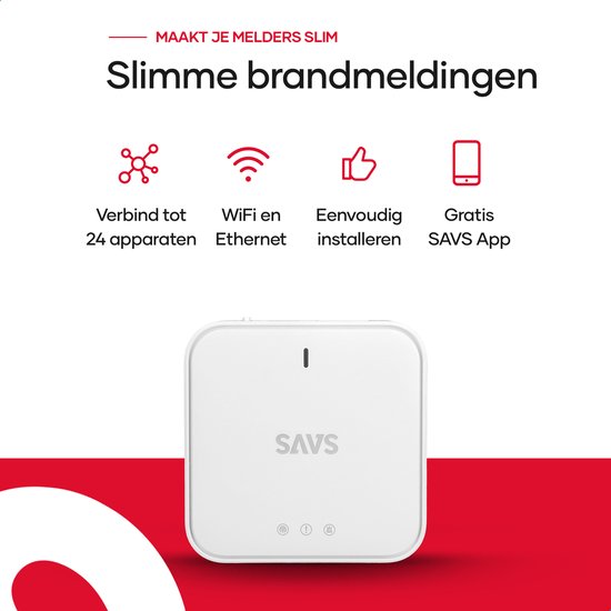 SAVS G10 Gateway - WiFi gateway - LinkSmart® - Voor de S10-W Rookmelder, C10-W Koolmonoxidemelder en H10-W Hittemelder - Smart home - Werkt via app