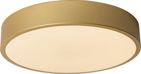 Lucide UNAR – Plafonnière (Plafondlamp) – Ø 30 cm – LED 3 StepDim – 1x18W 2700K – Mat Goud / Messing
