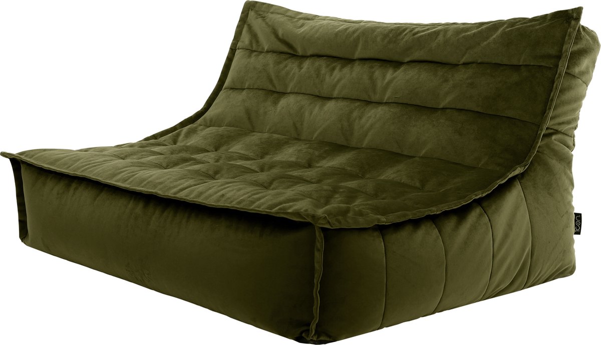 icon - Kota Zitzak Bank- Velours Fauteuil - Olijfgroen