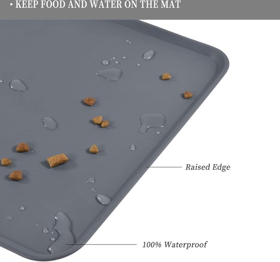 2 Stuks Zwart Voerbakmat voor Katten, 27,5x27,5x1cm Rond