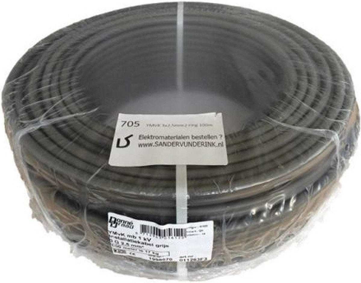 Donne YMVK Kabel 3 x 2,5mm2 YMVK Dca Ring - Grijs - 100 meter