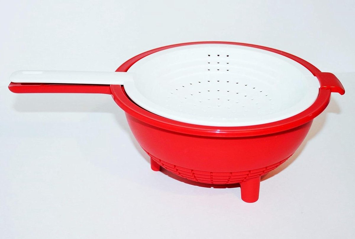 Rood en Wit Dubbel Vergiet - Praktisch Keukenaccessoire
