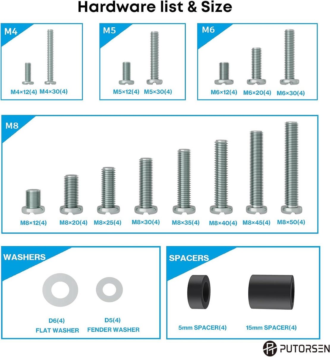 Ca. 92 stuks voor VESA-schroevenset, M4 M5 M6 M8 universele tv
