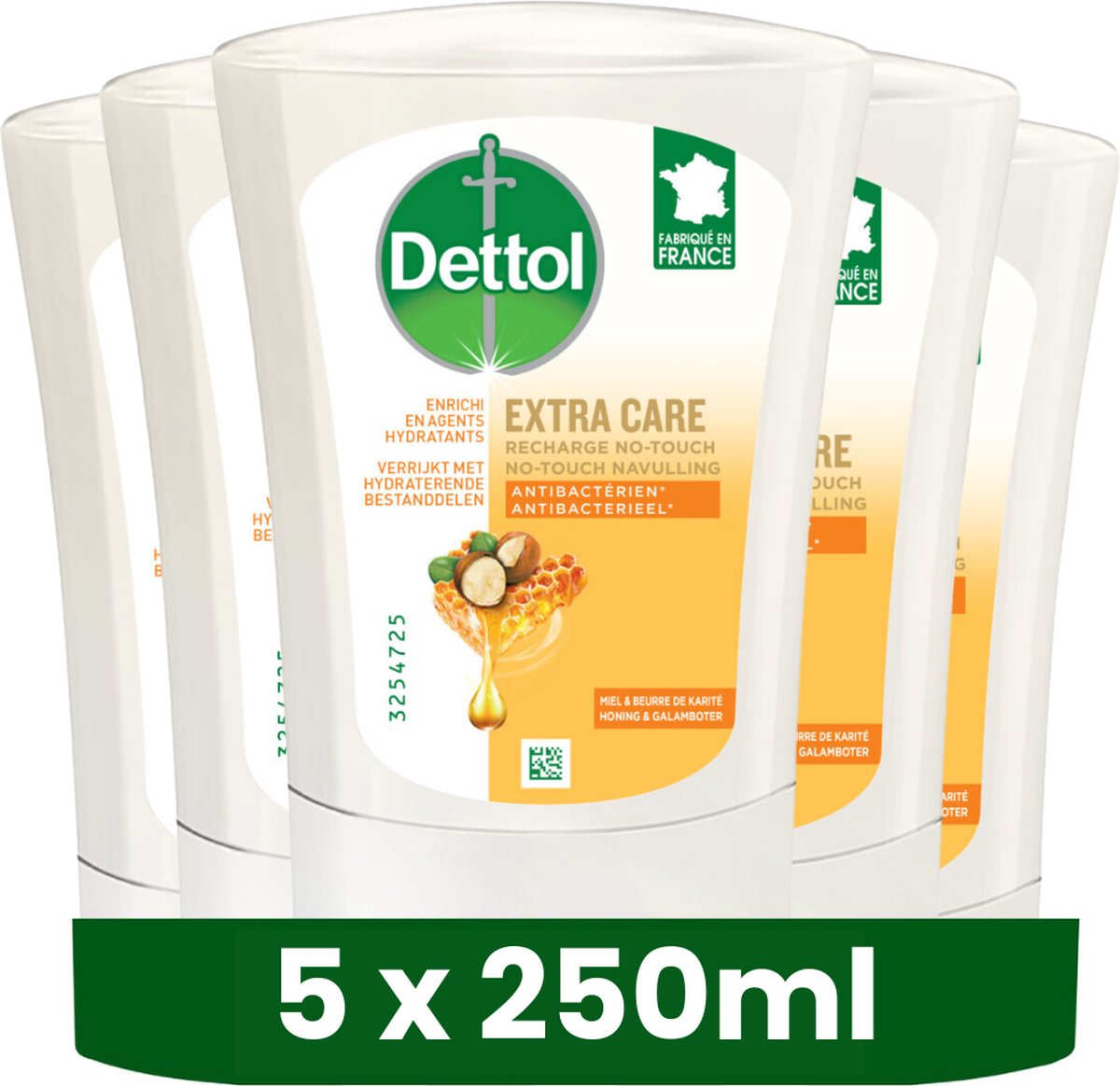 Dettol No-Touch Refill Extra Care Honey & Sheabutter 250ML x 5