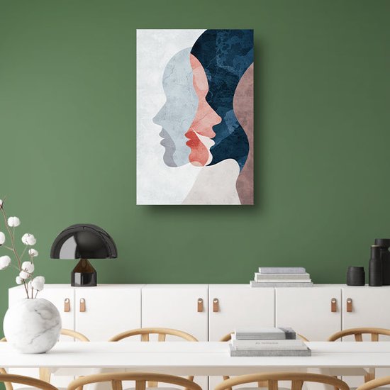Peinture sur verre Visages - Peintures sur verre Personnes - Tableau Silhouettes - Décoration murale moderne - Verre acrylique - Accessoires de bureau verre acrylique 60x90 cm