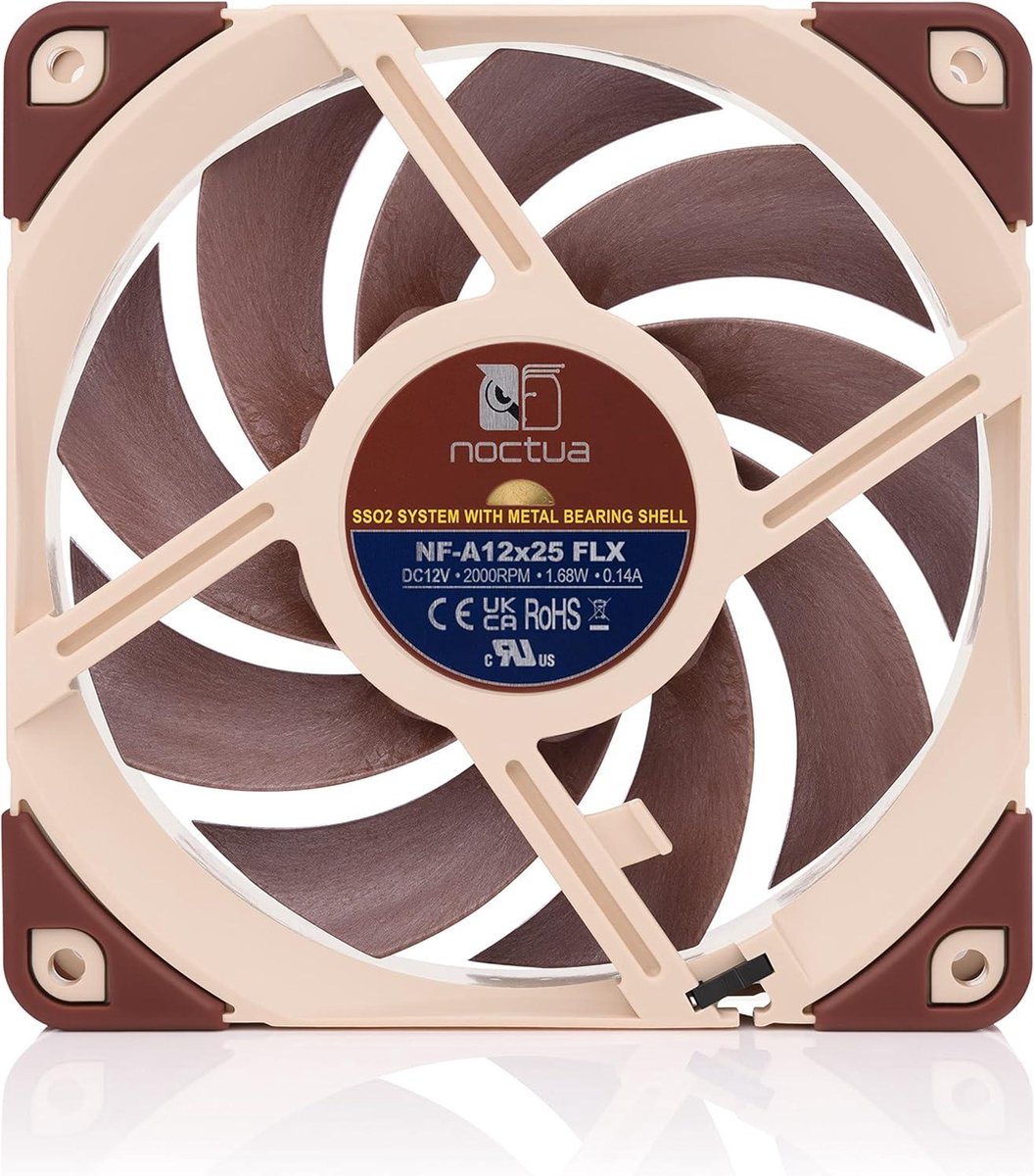 Noctua NF-A12x25 FLX, High Quality Silent Fan, 3-Pins (120mm, Brown