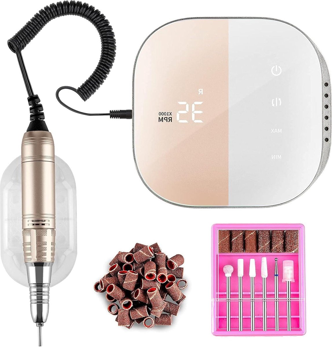 Goedkoopste Elektrische Nagelvijl 35.000 tpm professionele nagelvijl- Manicure- Pedicure set HD digitaal display stil trillingsarm roze
