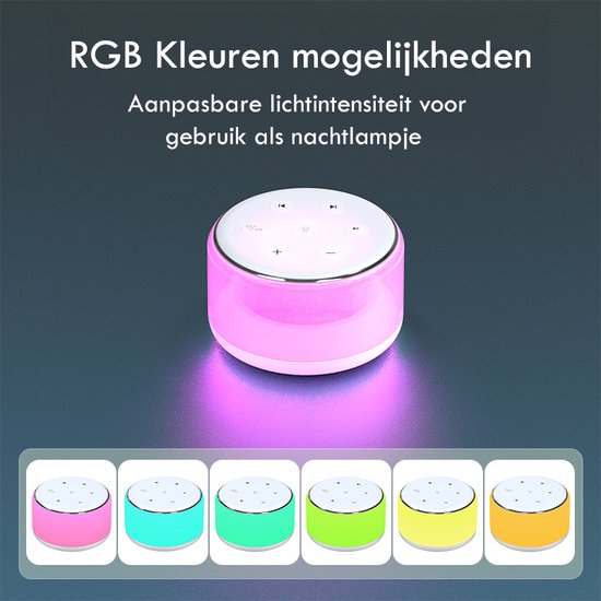 OPTIMERA® - Premium White Noise Machine Baby - Witte Ruis - Nachtlamp - Slaaphulp - Slaaptrainer - 34 Geluiden - 9 Kleuren & Warme Verlichting van Opti — afbeelding 3