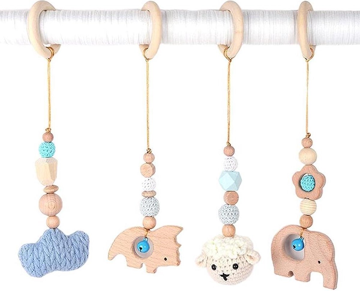 Houten Baby Gym Speelboog met 4 Stuks Hanger Baby Speelgoed van Hout