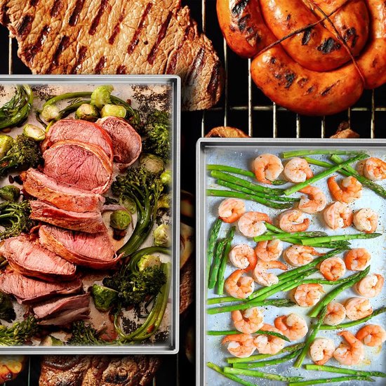 Onlyfire Roestvrijstalen Grillplaat, 40 x 30 cm, Rechthoekig, BBQ Plancha Geschikt voor Weber Grill, Universeel Plaat voor Gas Grills en Houtskoolgrills