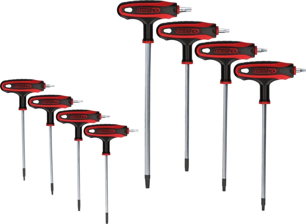 T-Greep stiftsleutelset- Torx met boring- 8-dlg.
