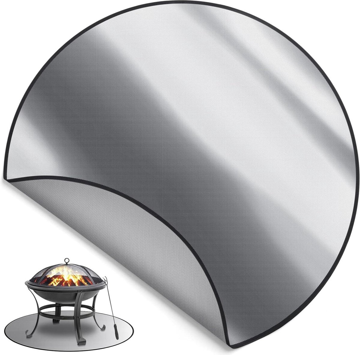 Ronde vuurkorf mat 38 inch beschermt terrasdek en gazon hitteschild voor grillmat en open haard tapijten
