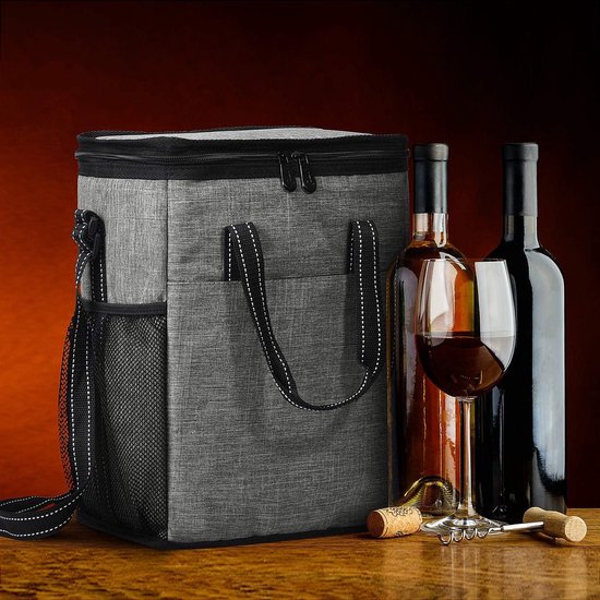 Koeltas gevoerd met handvat en schouderriem voor wijn- en bierfles - picknickmand voor reizen - vrouwen/mannen bottle bag van KOEL — afbeelding 3