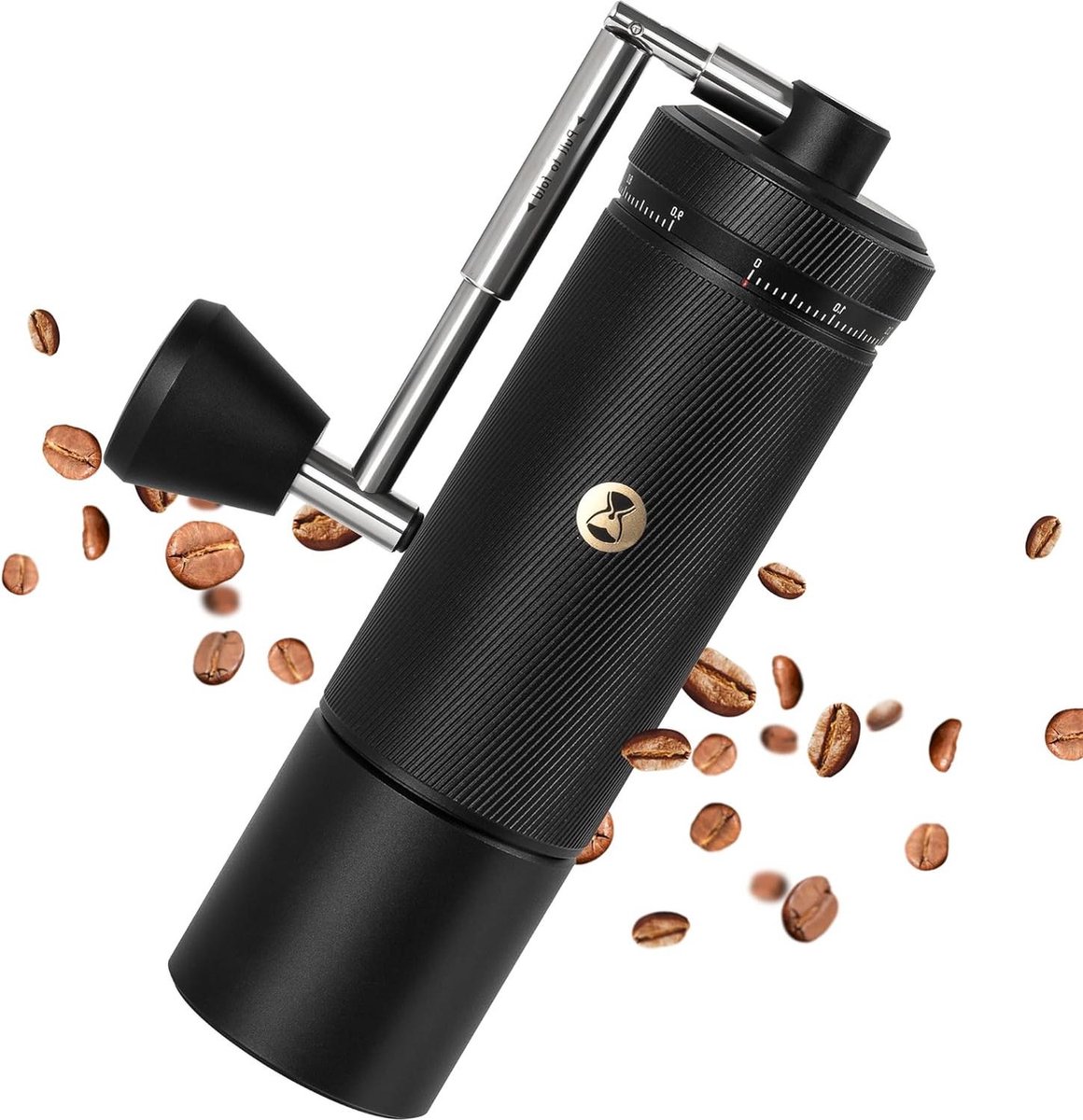 Koffiemolen Handmatige Chestnut S3 Numerieke Externe Instelling Volledig Metalen Behuizing Roestvrijstalen Maalwerk Espresso tot French Press Zwart