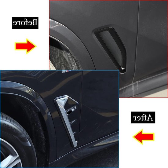 YANER Style de voiture pour BMW X5 G05 2019-2021 Shark Gills Side Fender Vent Mesh Décoration 3D Autocollant Grille Accessoires extérieurs de voiture (Noir