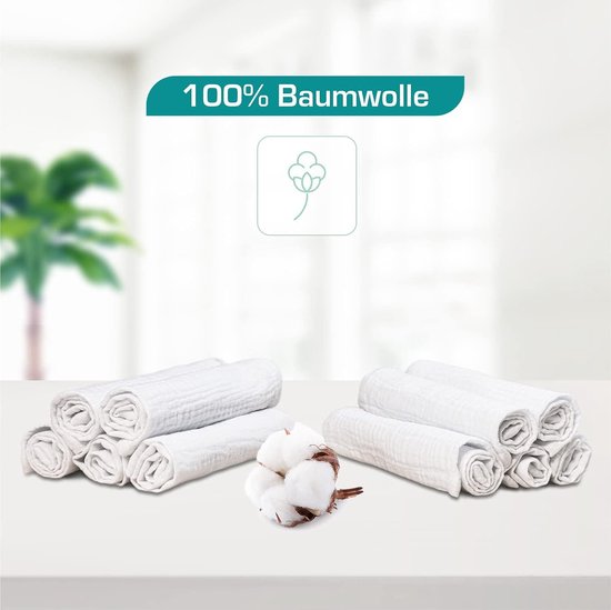 Premium spuugdoeken - hydrofieldoekjes set van 10 - stoffen luiers 50 x 30 cm - ecologisch multifunctioneel van Celio Bella — afbeelding 5