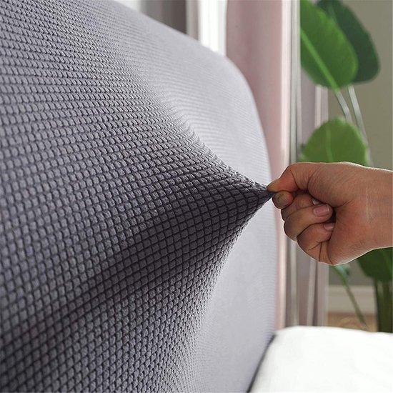 Housse de protection pour tête de lit - modèle uni - extensible et lavable - uni - gris clair - 180 cm