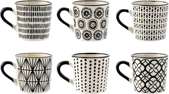 Set Di 6 Tazze Da Caffè In Gres Vancasso BUBBLE - 380 Ml, Fatte A Mano, Design Vintage, Per Microonde/Lavastoviglie