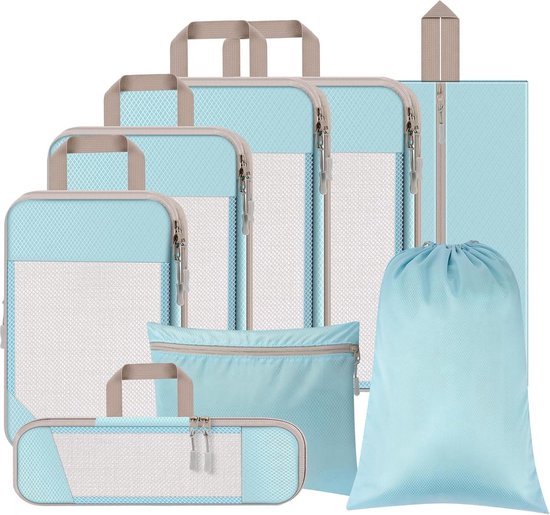 ONYX® Compressie Packing Cubes - 5 Stuks - Bagage Organiz Met Compressie Rits Voor Koffers En Tassen Zwart