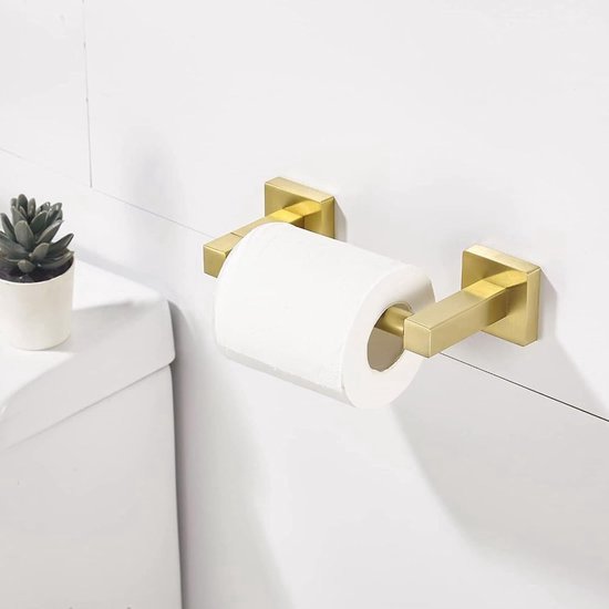 bgl Wandgemonteerde gouden toiletborstel, roestvrijstalen ronde toiletborstelhouder voor badkamer (goud