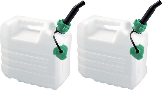 Foto: 2x stuks kunststof jerrycans voor brandstof met schenktuit l32 x b18 x h30 cm 10 liter benzine diesel