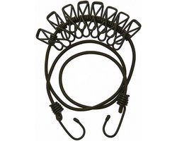 Fostex Camping waslijn van elastiek - met 8 knijpers - 111 cm - uitrekbaar