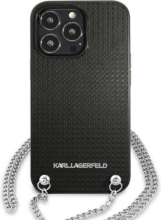Coque arrière pour iPhone 13 Pro Max - Karl Lagerfeld - Zwart uni - Similicuir