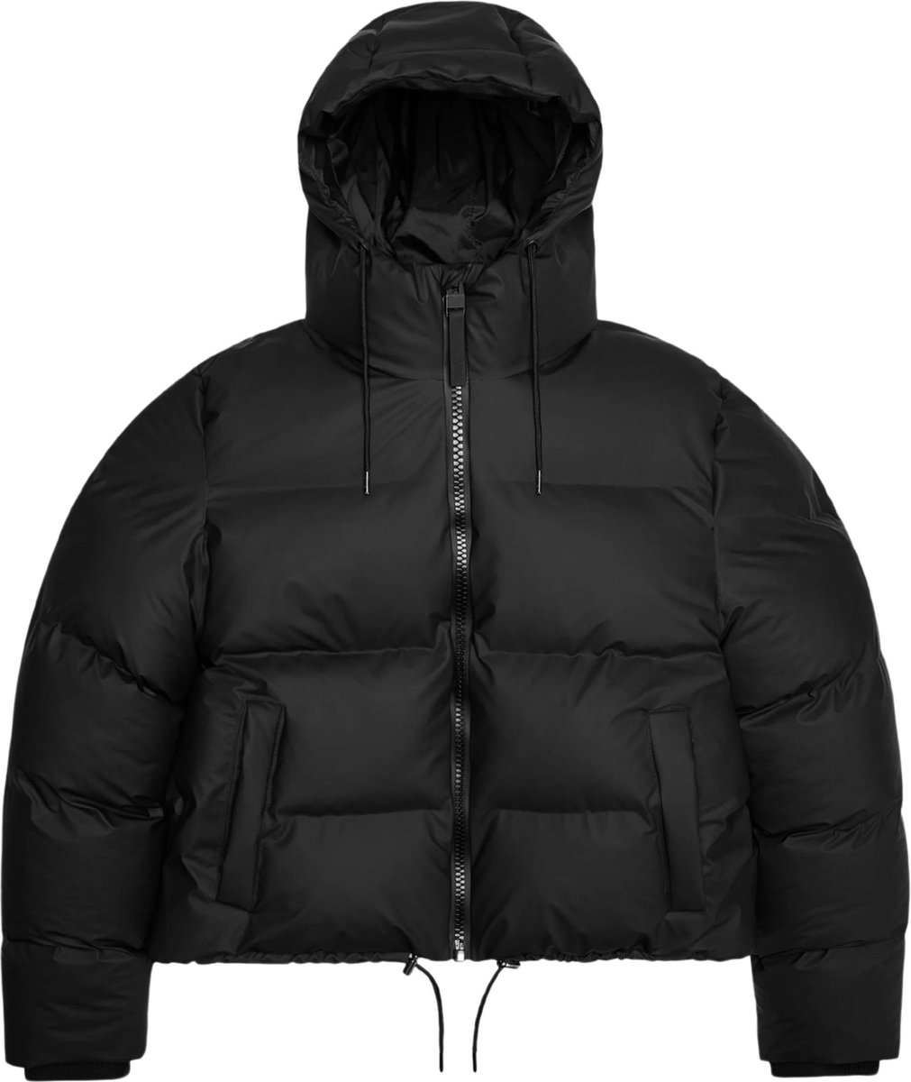 RAINS Alta Short Puffer Jacket W3T3 – Korte Waterdichte Unisex Puffer Jas - zwart - L