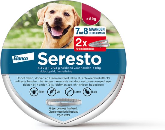 Seresto Teken- En Vlooienband Large - Anti tekenmiddel - 2 stuks > 8 Kg