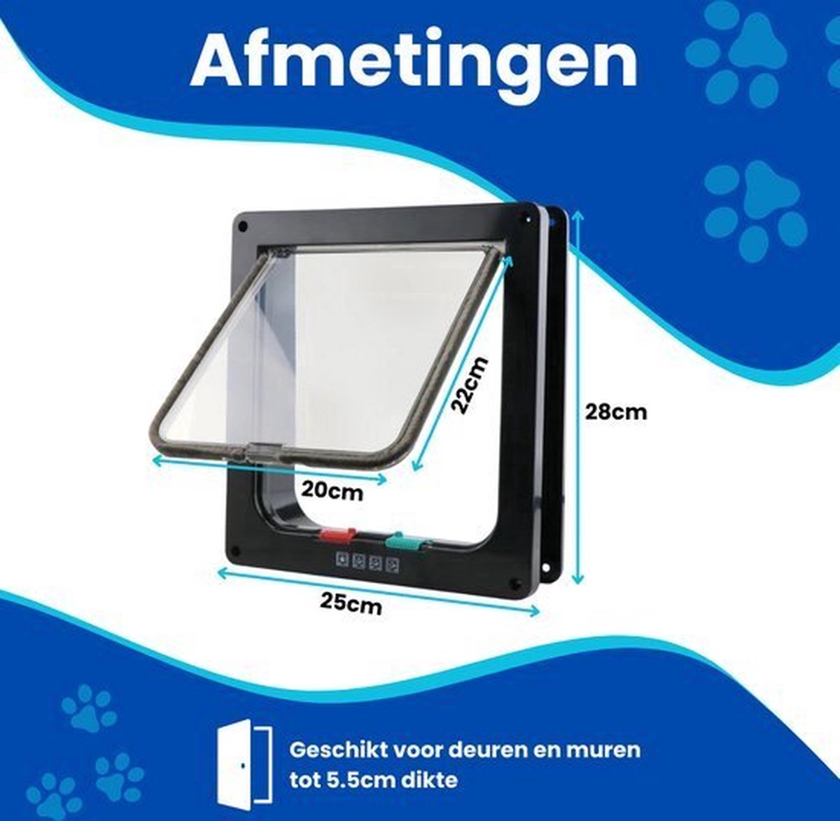 Premium Kattenluik XL Zwart – 4 sluitstanden, anti-tocht thumbnail 4
