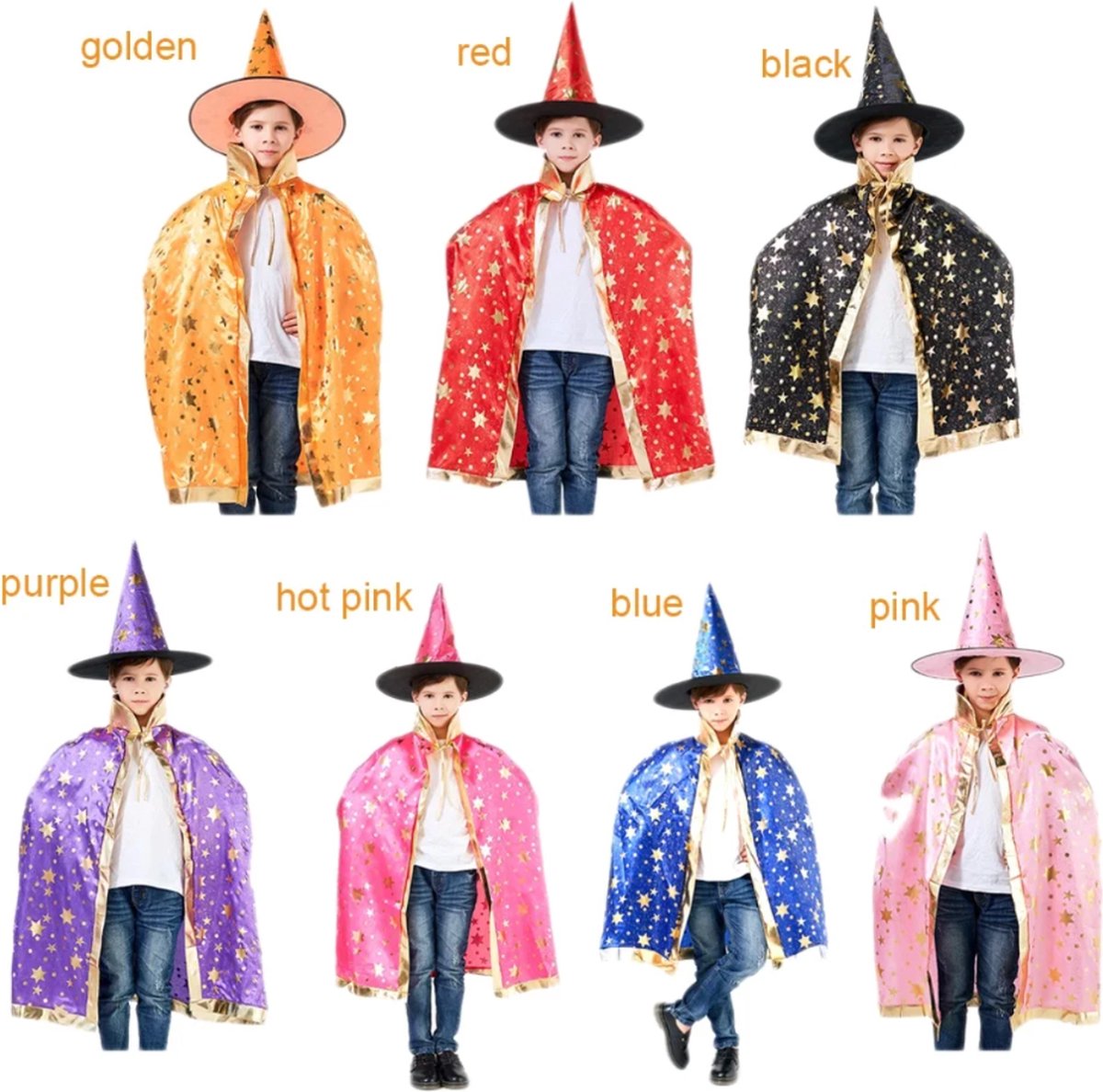 Joya Kids® Tovenaars Cape en Hoed Roze | Halloween Verkleedset als Tovenaar | Verkleedkleding | Cape en Muts set Merlijn | Roze — afbeelding 7