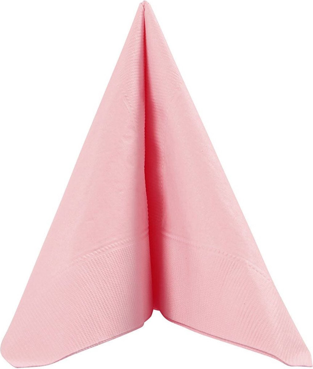 Servetten - 20x - roze - 33 x 33 cm - papier - lunch/diner servetjes - Tafeldecoratie 3-laags papieren wegwerp servetjes