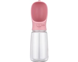 Draagbare waterfles voor honden, 550 ml reisfles voor hondenuitlaatservice, lekvrije waterdispenser voor puppy's, fles voor warmwaterdranken voor honden van voedingskwaliteit, drinkbeker voor buiten voor huisdieren (26x8x8cm) - Roze