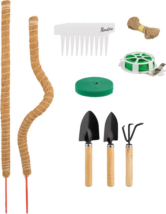 Foto: Mosstokken 65 cm set van 2 met accessoires monstera