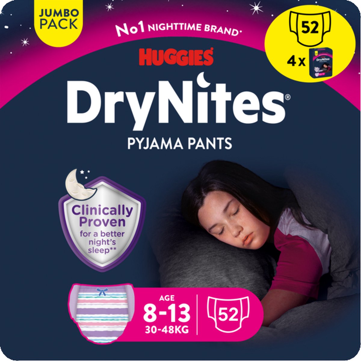 Goedkoopste Huggies DryNites luierbroekjes - meisjes - 8 tot 13 jaar (30 - 48 kg) - 52 nachtbroekjes - extra voordeel