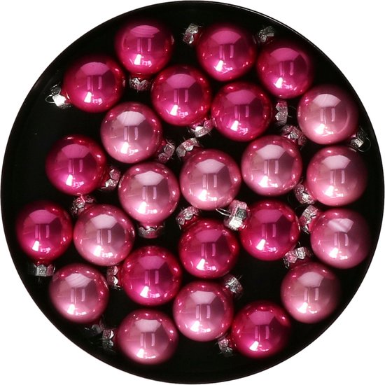 Othmar Decorations mini boules de Noël - 48x pcs - nuances roses - verre - 2,5 cm